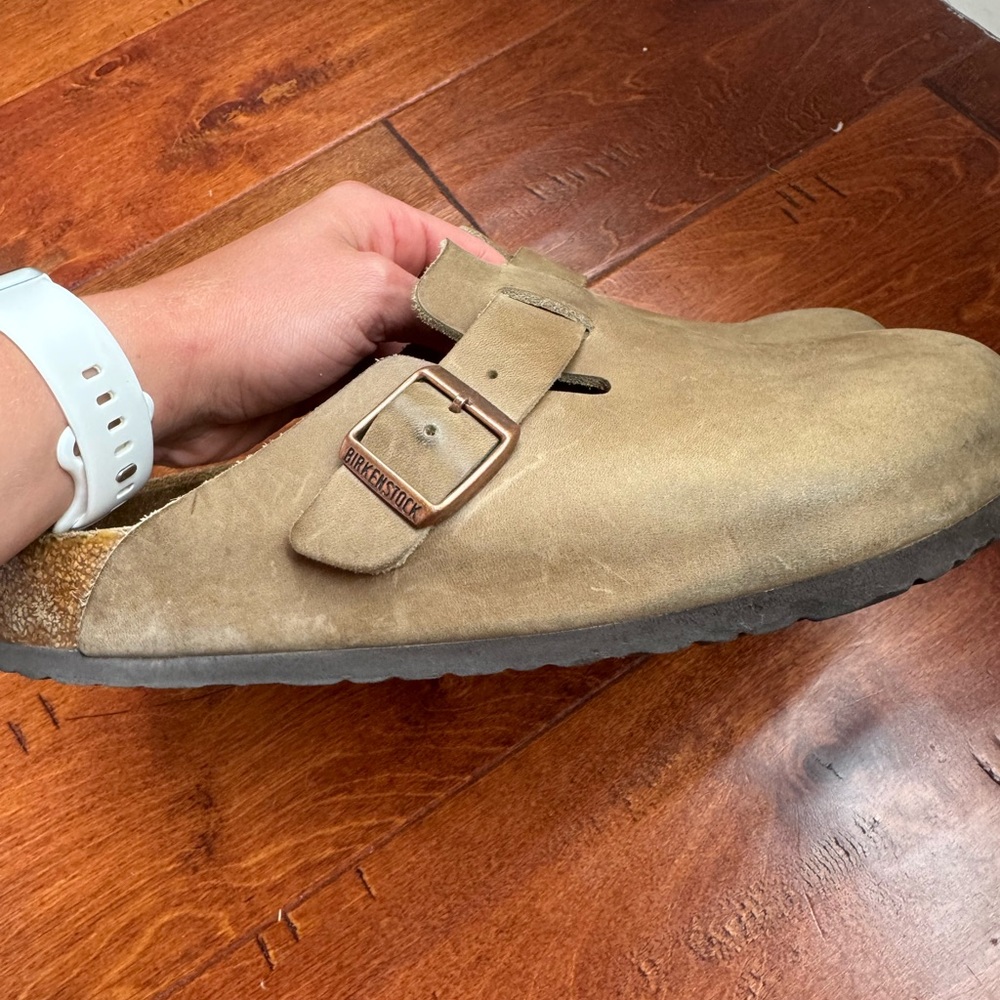 Birkenstock Tan Leather Clog Slip-Ons with Cork Footbed
